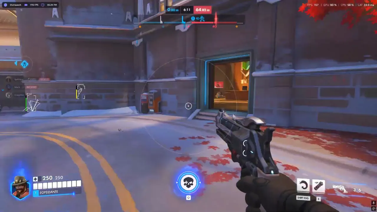 Overwatch 2 Pro tier aim assist FOV and trigger tools during a ranked duel