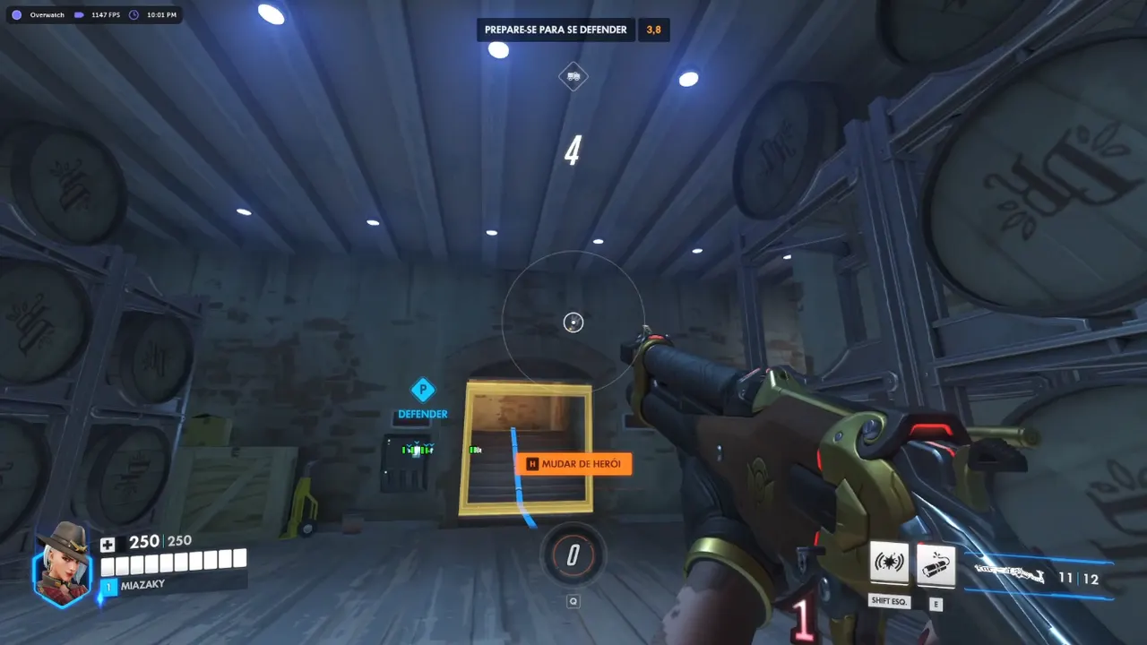 Overwatch 2 triggerbot FOV gate and delay overlay on a hitscan pick