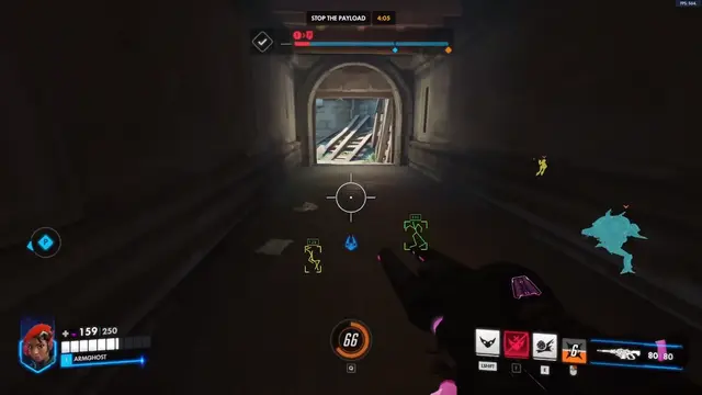 Overwatch 2 competitive cheats overlay in a ranked stadium match