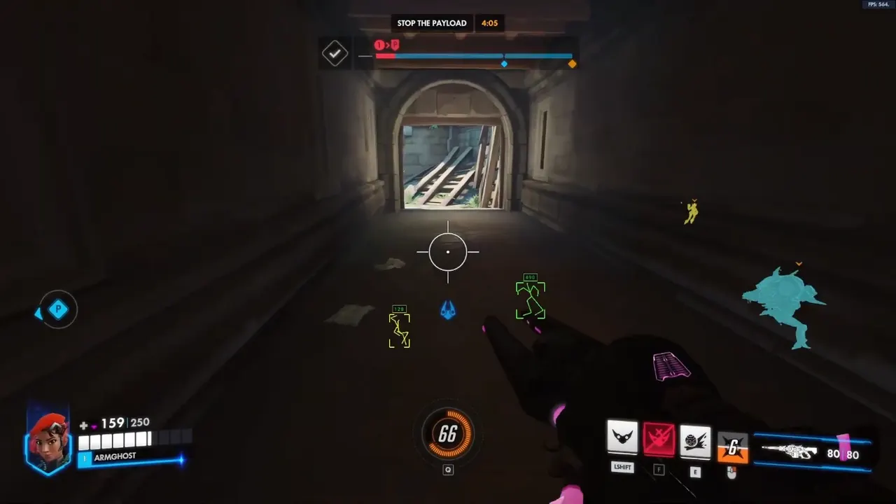 Overwatch 2 competitive cheats overlay in a ranked stadium match
