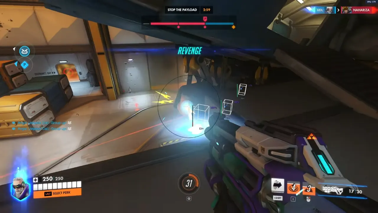 Overwatch aimbot soft aim correcting a hitscan track inside a small FOV