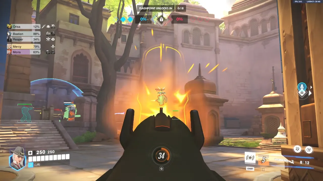 Overwatch 2 competitive cheats ESP overlay during a ranked stadium hold