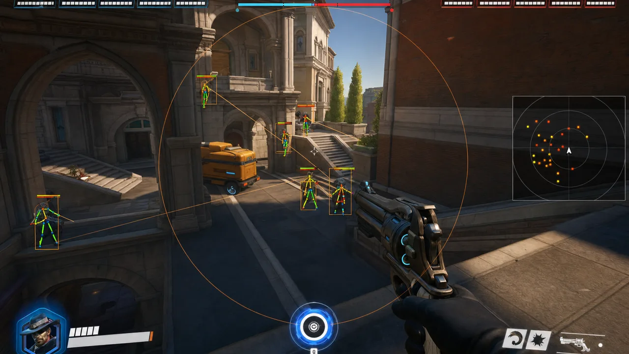 Overwatch 2 player ESP sightline across control map