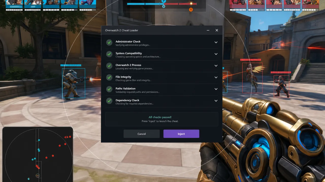 Overwatch 2 cheat loader launch sequence with path checks