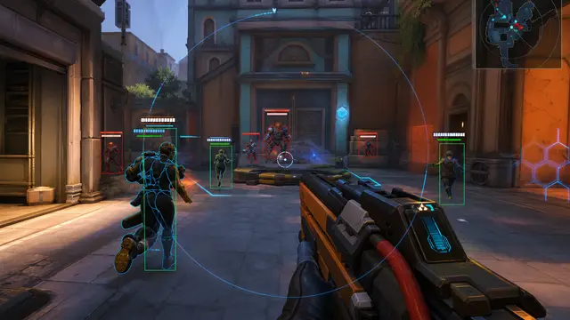 Overwatch 2 hero surveying a competitive map before team fight