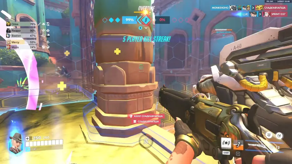 Overwatch 2 kill streak — Ashe five-player elimination streak in overtime